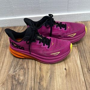 Hoka Women's Vibrant Pink and Orange Athletic Shoes